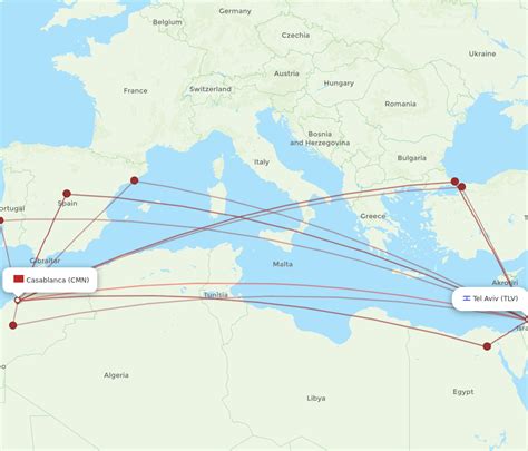 All Flight Routes From Casablanca To Tel Aviv Yafo Cmn To Tlv Flight