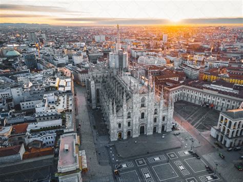 Aerial View Of Duomo Di Milano - Stock Photos | Motion Array