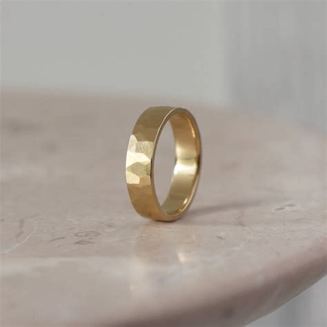 Brushed Hammered 9ct 18ct Gold Ring By Aisling Chou Studio