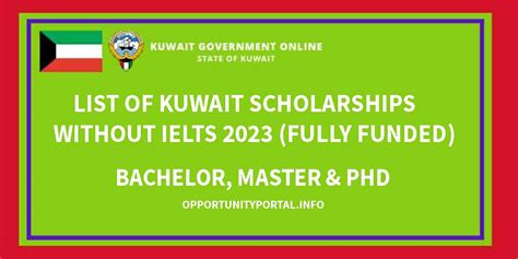 List Of Kuwait Scholarships Without Ielts Fully Funded Opportunity