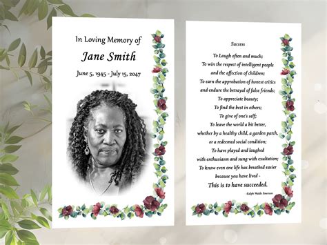 Memorial Cards And Prayer Cards Laminated Personalized Mass Booklets