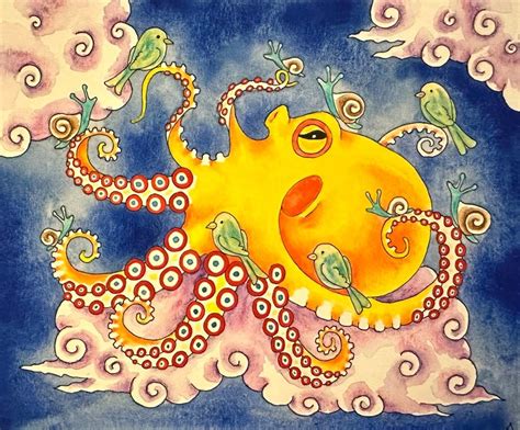 Yellow Octopus 5x6 Original