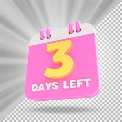 Pozostało 3 dni Kalendarz 3d | plik PSD Premium