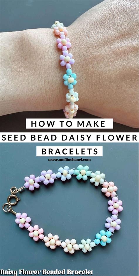 How To Make Seed Bead Daisy Flower Bracelets MuffinChanel Making