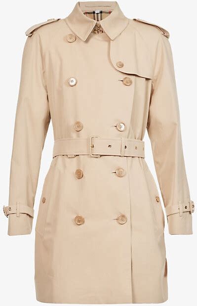 Burberry Womens Soft Fawn Waterloo Double Breasted Cotton Twill Trench