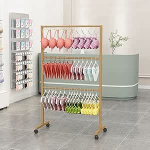 Viisan Underwear Display Rack With Wheels Commercial Free Standing Hanger For Bikini Swimwear