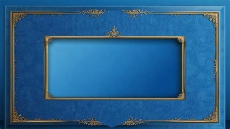 Premium Photo | A blue frame with gold trim and a gold border Blue ...