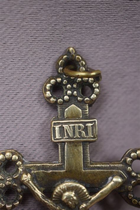 Brass Crucifix Cross Pendant Nun Monk Necklace Vintage Gem