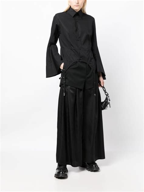 Noir Kei Ninomiya Layered Effect Wool Palazzo Pants Farfetch