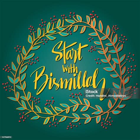 Start With Bismillah Hand Lettering Islamic Poster Stock Illustration Download Image Now Istock