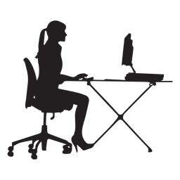 Dise O Png Y Svg De Mujer Sentada En La Mesa De Ordenador Silueta Para