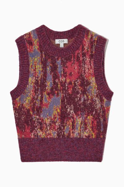 Printed Jacquard Knit Mohair Vest Cos