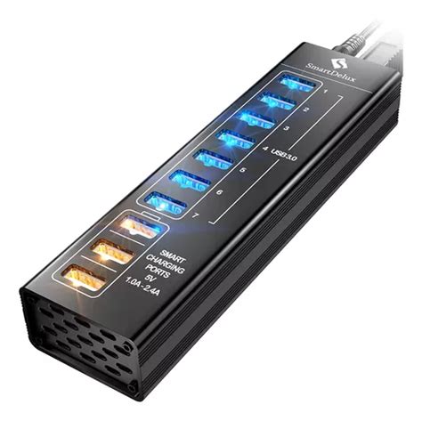 Hub Usb De Puertos Smartdelux Led Aluminio Negro Cuotas