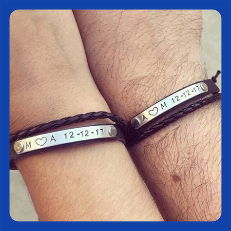 Couples Bracelets Leather Bracelet Cusotmized Couple Bracelet Etsy