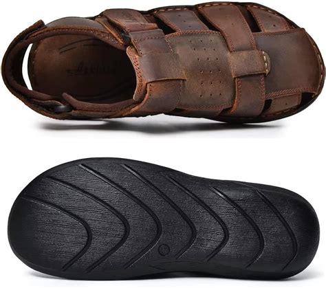 Arkbird Mens Sandals Closed Toe Leather Fisherman Outdoor Hiking