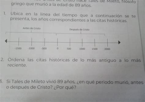 Ubicación en la línea del tiempo que a continuación se te presenta los