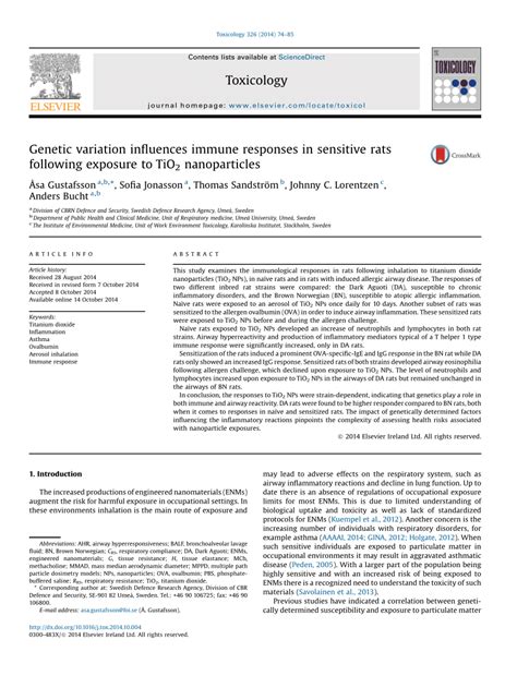 Pdf Inhalation Exposure Of Nano Scaled Titanium Dioxide Tio2