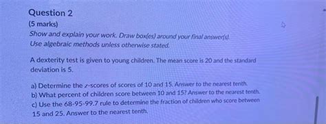 Solved Question 2 5 Marks Show And Explain Your Work Draw