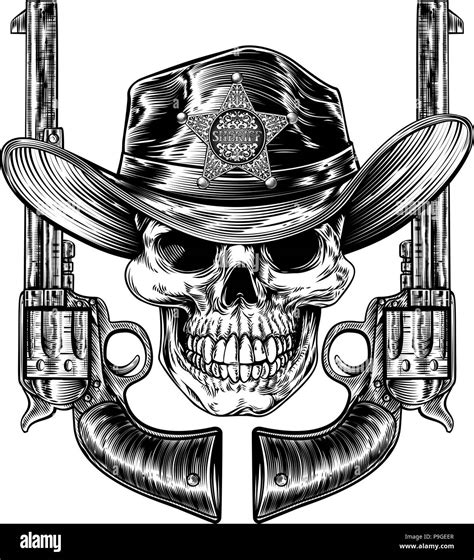 Sheriff Skull And Pistol Hand Guns Stock Vector Image And Art Alamy