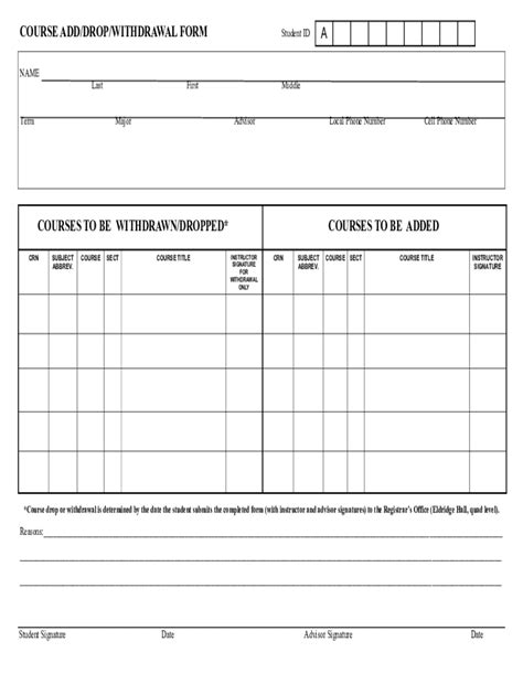 Fillable Online Course Add Drop Withdrawal Form Fax Email Print PdfFiller