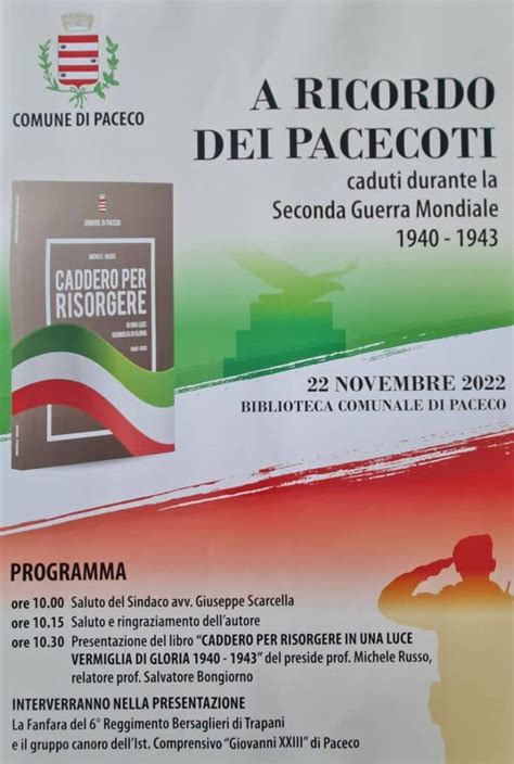 Paceco Domani Si Presenta Libro Sui Cittadini Caduti Nella Seconda