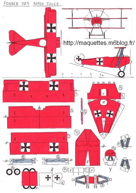 3 Fokker Dr 1 Maquettes En Papier Paper Models ペーパーモデル