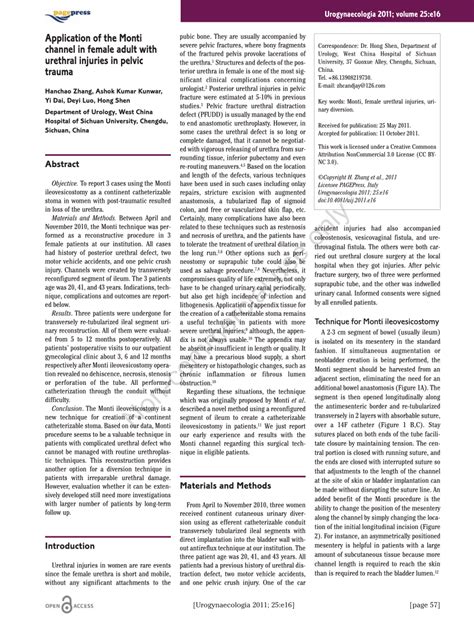 Pdf Application Of The Monti Channel In Female Adult With Urethral