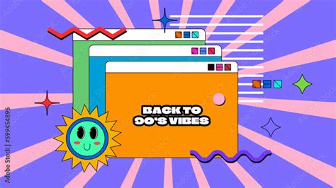 Vector 90s party cartoon background illustration with retro music 1990 ...