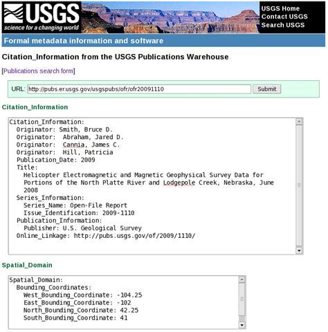 Get Citation Information For USGS Publications