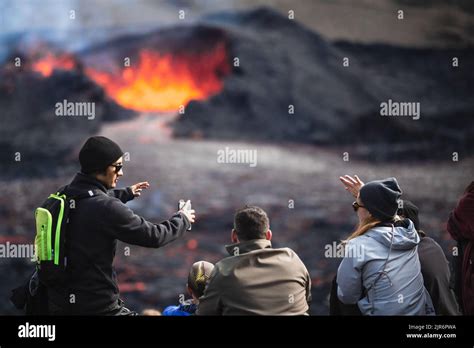 Eruption Of The Meradalir Volcano Reykjanes Peninsula Iceland August