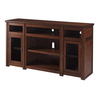 Reddish Brown 72 TV Stand With Glass Doors And Open Shelves Wood