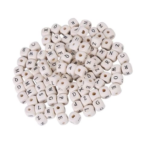 Pcs Assortis Alphabet Lettre Cube Forme Perles M Lang En Bois Pour