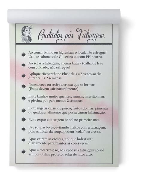 Kit Bloco Ficha De Anamnese Cuidados Tatuagem Tatoo Parcelamento