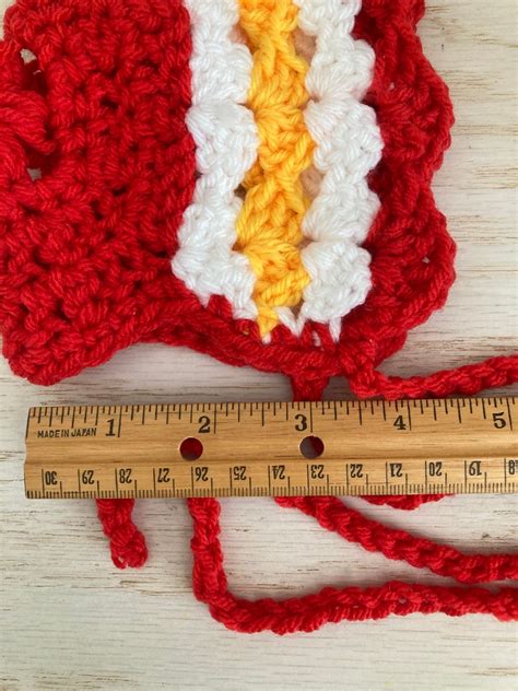 Baby Bonnet In Red And Gold Yarn Colors Of Kansas City Chiefs Football