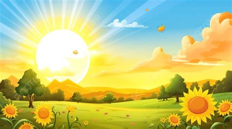 fondo sol de dibujos animados en  paisaje soleado fondo imagen de