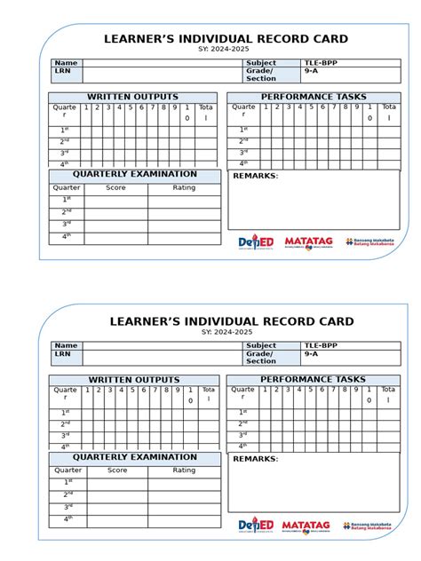 Learner S Individual Record Card Pdf