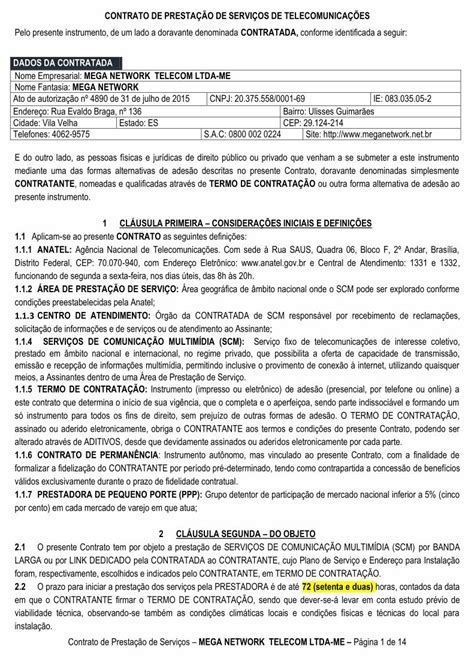 Pdf Contratada Dados Da Contratada Mega