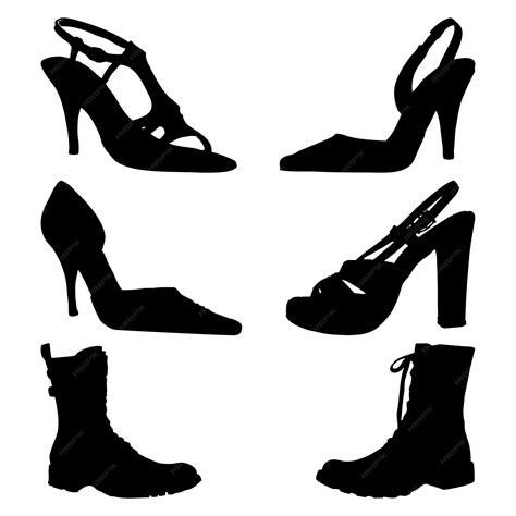 Premium Vector | A collection of black silhouette women shoes