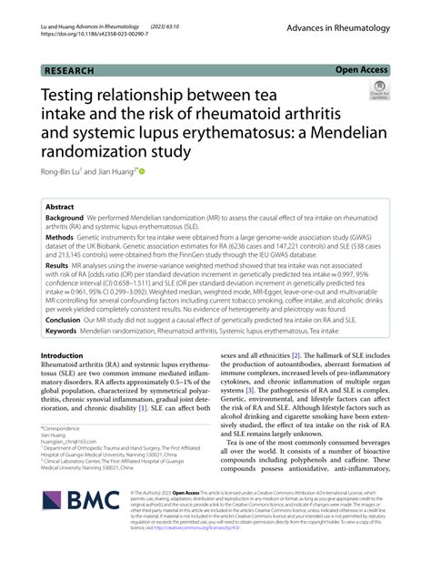 Pdf Testing Relationship Between Tea Intake And The Risk Of