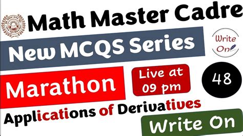 Math Master Cadre Applications Of Derivatives Most Important Mcqs Ch