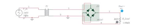 Fullwave Bridge Rectifier With Transformer Multisim Live