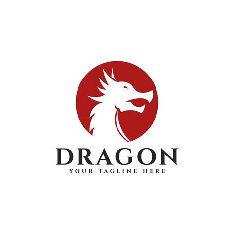 Dragon Silhouette Circle Logo Vector Illustration Design Dragon Logo