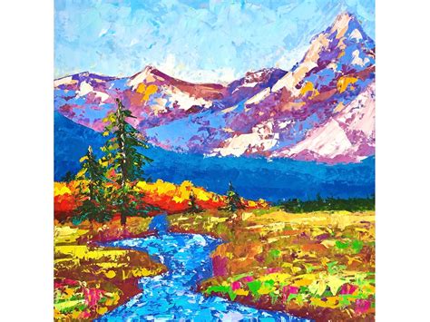 Rocky Mountains Painting Colorado Original Art Pine Trees Oil Painting