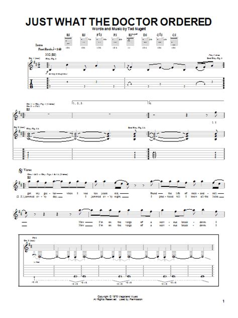 Just What The Doctor Ordered By Ted Nugent Sheet Music For Guitar Tab