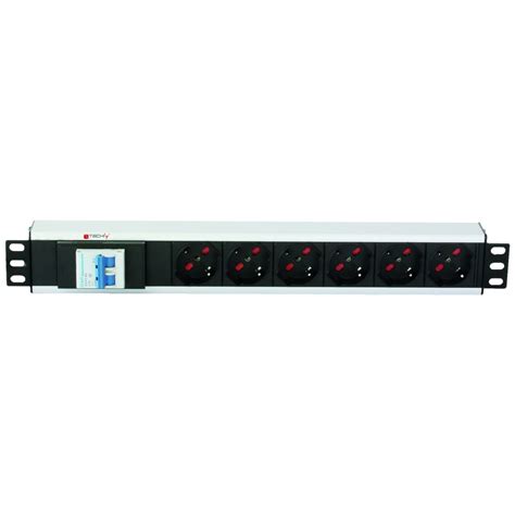 Rack 19 PDU 6 Outputs With Circuit Breaker And C14 Plug