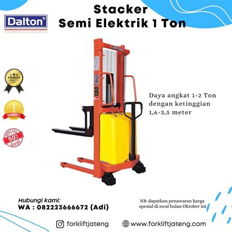 Jual Hand Stacker Semi Elektrik Batang Merk Dalton Hand Lift