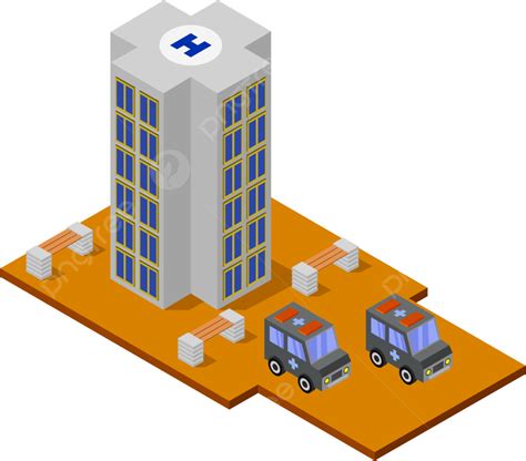 Hospital Isométrico Ilustrado En Vector Y Color Png Urgencia Calle