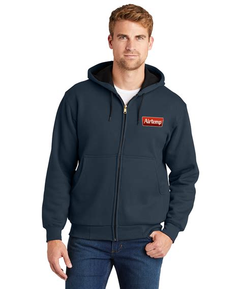 Heavyweight Full Zip Hooded Sweatshirt With Thermal Lining