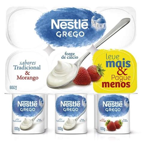 Iogurte NESTLÉ Grego Tradicional e Morango 600g