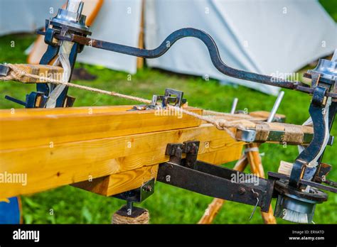 Details Of An Ancient Roman Dart Throwing War Machine Stock Photo Alamy